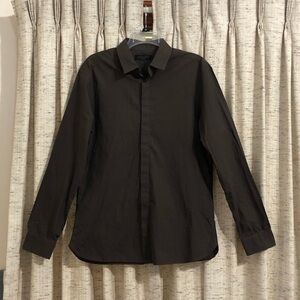 AllSaints Men's Brown Long-Sleeve Button Up Shirt